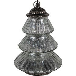 Clayre & Eef Kerstdecoratie met LED-verlichting Kerstboom Ø 16x22 cm Zilverkleurig Glas