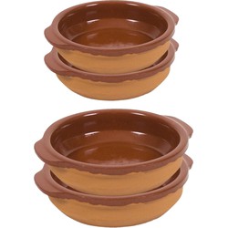 4x Terracotta tapas ovenschaaltjes/serveerschaaltjes 13 en 17 cm - Snack en tapasschalen