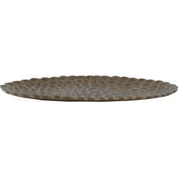 PTMD Lerissa Ovale Schaal - 43x23x3 cm - Aluminium - Goud - Bloemen