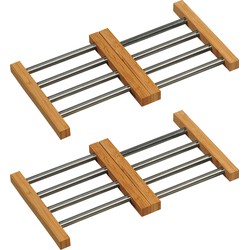 4x Houten onderzetters 20 x 14/22 cm uitschuifbaar - Panonderzetters