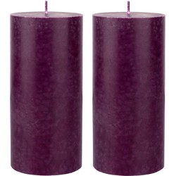 Duni cilinderkaarsen/stompkaarsen - 2x stuks - paars - 15x7 cm - Stompkaarsen