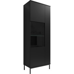 Meubella - Vitrinekast Queen - Mat Zwart - 70 cm