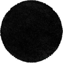 Tapijtenloods Monaco Soft Rond Shaggy Hoogpolig Vloerkleed Black- 120 CM ROND