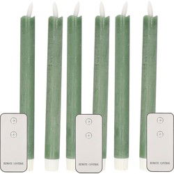 Anna's Collection LED dinerkaarsen - 6x - jade groen - 23 cm - LED kaarsen