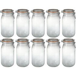 10x Luchtdichte weckpottentransparant glas 2 liter - Weckpotten