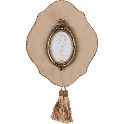 Clayre & Eef Fotolijst  6x9 cm Beige Goudkleurig Kunststof Glas Wanddecoratie
