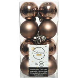 Kerstbal plastic d4 cm walnoot 16st kerst