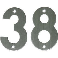 AMIG Huisnummer 38 - massief Inox RVS - 10cm - incl. bijpassende schroeven - zilver - Huisnummers