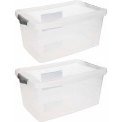 Hega Hogar Opbergbak - 4x - met deksel - 9 liter - 37 x 24 x 16 cm - Opbergbox