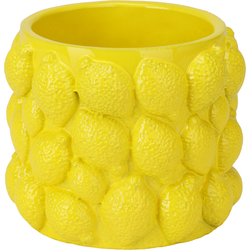 MISOU Citroenvaas - 10x10cm - Bloempot - met Citroenen - Plantenpot - Bloempotten - voor Binnen - en Buiten - Citroen - Vaas - Extra Small - Cement - CITRINE