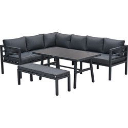 Bleco lounge-diningset - carbon black/reflex black - 7 personen