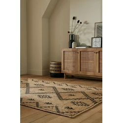 Rowen Patterned vloerkleed - Laagpolig - Jute Modern - Naturel / Beige / Zwart - 160 X 230 CM