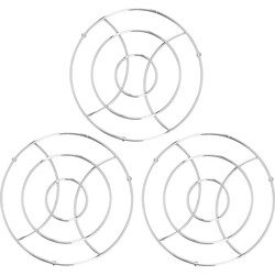 Set van 3x stuks ronde pannen onderzetters van metaal/chroom 18 cm - Panonderzetters