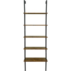 Furnilux 5-Laags Wandgemonteerde Opbergladder - Boekenplank met Metalen Frame - 60x24 cm Planken