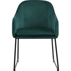 D - Livingfurn - Eetkamerstoel Benthe Green Velvet - Stof - 57x48x82