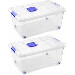 PlasticForte Opslagbak met deksel - 2x - 36L - 59 x 40 x 25 cm - Opbergbox