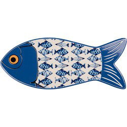 Clayre & Eef Onderzetters Pannen Vis 12x30 cm Blauw Keramiek