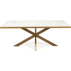 Stalux Eettafel 'Gijs' 180 x 100cm, kleur goud / wit marmer