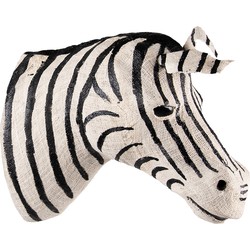 Clayre & Eef Wanddecoratie Zebra 37 cm Zwart Wit Papier Ijzer Textiel Muurdecoratie