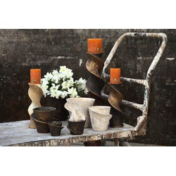 PTMD Kandelaar Bryah - 14x14x50 cm - Cement - Zwart