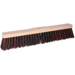 Buemag Bezemkop - Arenga/Elaston mix - zwart/rood - hard - hout - 50 cm - straatbezem/buitenbezem - Bezem