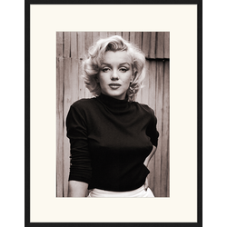 Any Image Print 'Marilyn Monroe Posing' - Schilderij - Wanddecoratie - Inclusief beukenhouten lijst - Poster - 73x93cm - Zwarte lijst met Passe Partout