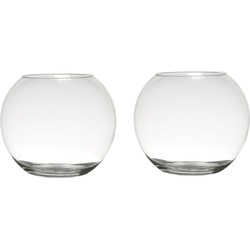 Hakbijl Glass Bol vaas/terrarium - Set van 2x stuks - D30 x H23 cm - transparant glas - Vazen