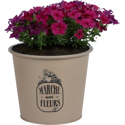 Sunnydays /plantenpot - zink - taupe - D19 x H16 cm - IJzeren emmer / teil