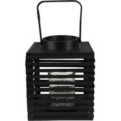 Clayre & Eef Windlicht Zwart Bamboe