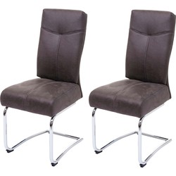 Cosmo Casa 2-Delige set eetkamerstoel - Keukenstoel zwevende stoel- Textiel suede-Look - Grijs