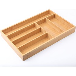 Decopatent® Bamboe bestekbak 6 Vaks voor keukenla - Bestek organizer van hoogwaardig bamboe hout - Bestekcassette - 46 x 30 x 5 cm