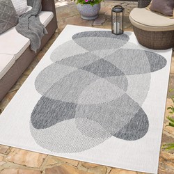 Tapijtenloods Duo Binnen en Buiten Vloerkleed Dubbelzijdig Outdoor Laagpolig Tapijt Grijs- 120x170 CM