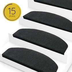 LW Collection OUTLET trapmatten zwart 15 stuks zelfklevend