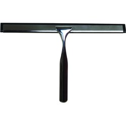 MSV Douche/badkamer raamwisser - kunststof - zwart - met ophang lus aan zuignap - 25 cm - Raamwissers
