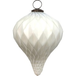 Clayre & Eef Kerstbal XL  Ø 16 cm Wit Glas Kerstdecoratie