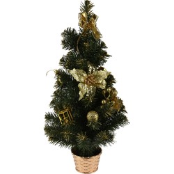 Kunstboom/kunst kerstboom met kerstversiering 60 cm - Kunstkerstboom