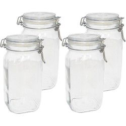 8x Glazen confituren pot/weckpot 1,5 liter met beugelsluiting en rubberen ring - Weckpotten