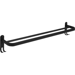 QUVIO Handdoekenrek wand met 2 stangen + 4 haakjes - 57 cm - Aluminium - Zwart
