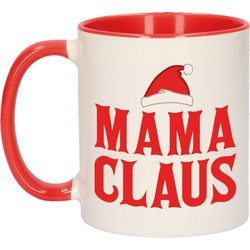 Mama Claus cadeau mok/beker moeder rood Kerstmis 300 ml - Bekers