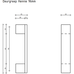 Deurgreep Hennie - zwart - 96 mm - Industrieel - Handgreep - Kastgreep - Ladegreep
