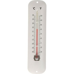 Thermometer wit voor binnen en buiten - 1x - metaal - 5 x 19 cm - Buitenthermometers