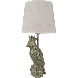 Clayre & Eef Tafellamp Papegaai Ø 18x36 cm  Beige Groen Keramiek Rond Bureaulamp