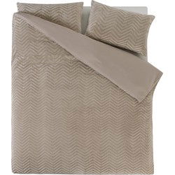 Teddy Dekbedovertrek Visgraatpatroon Taupe-2-persoons (200 x 200/220 cm)