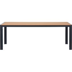 Tibbe aluminium tuintafel zwart met polywood tafelblad - 205 x 90 cm