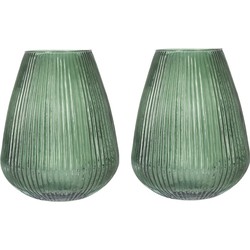 Set van 2x Excellent Houseware glazen vaas / bloemen vazen - groen - 25 x 37 cm - Vazen