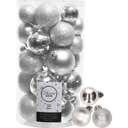 Decoris kerstballen 44x stuks zilver 3-4-5-6 cm kunststof - Kerstbal