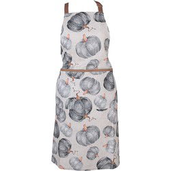 Clayre & Eef Keukenschort 70x85 cm Grijs Katoen Pompoen