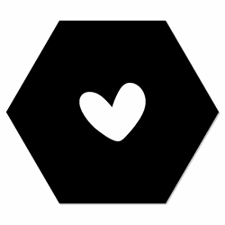 Label2X Muurhexagon hart zwart Dibond - Aanbevolen / 24 x 20 cm - 24 x 20 cm