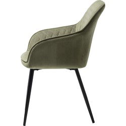 Eetkamerstoel Olijf Groen Met Armleuning - Velvet  - Set van 2
