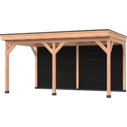 Douglas DIY overkapping, 600 x 300, met achterwand, Westwood, zwart gespoten